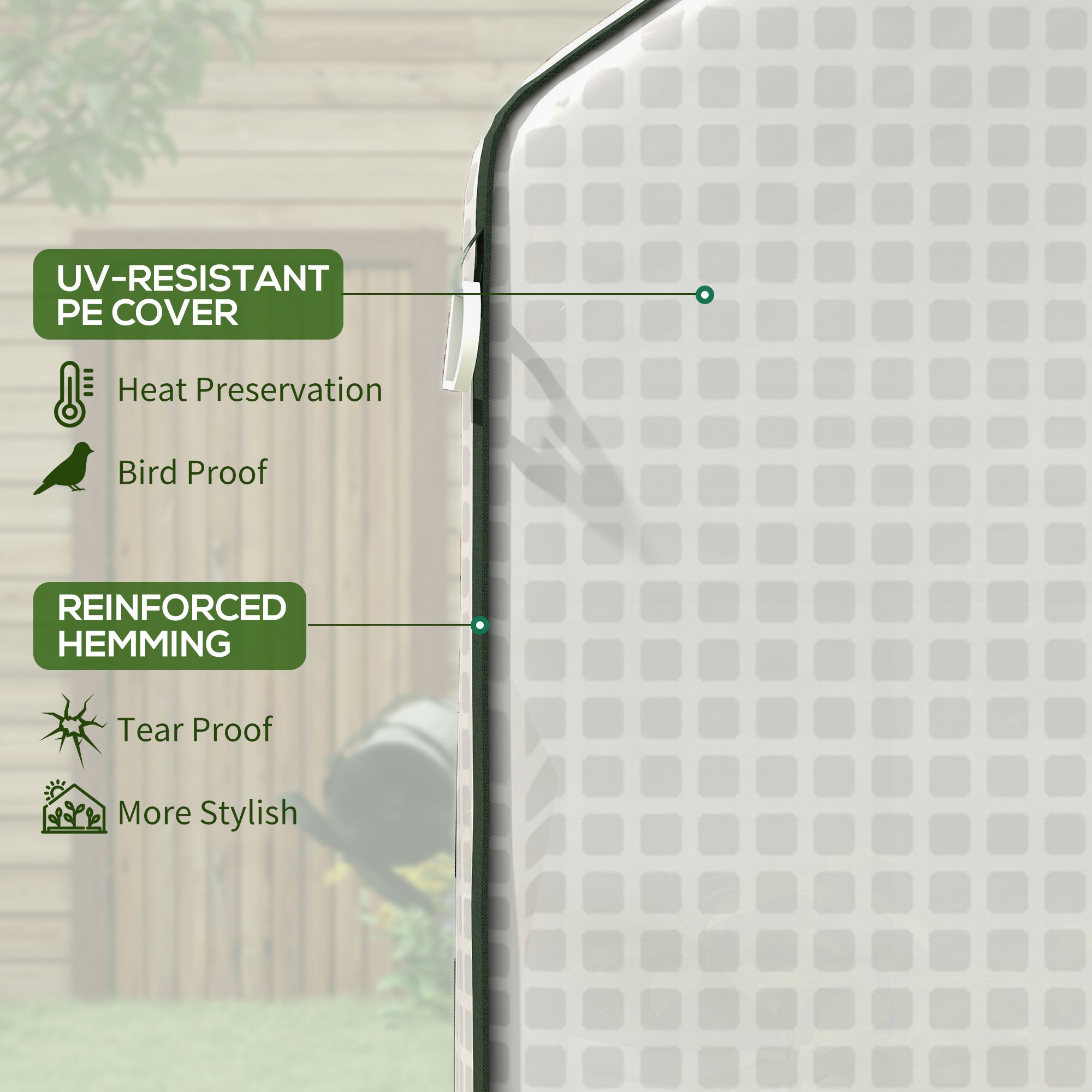 Portable Greenhouse, Water/UV Resistant Walk-In Small Outdoor Green House with 2 Tier Flower Rack Shelves, White