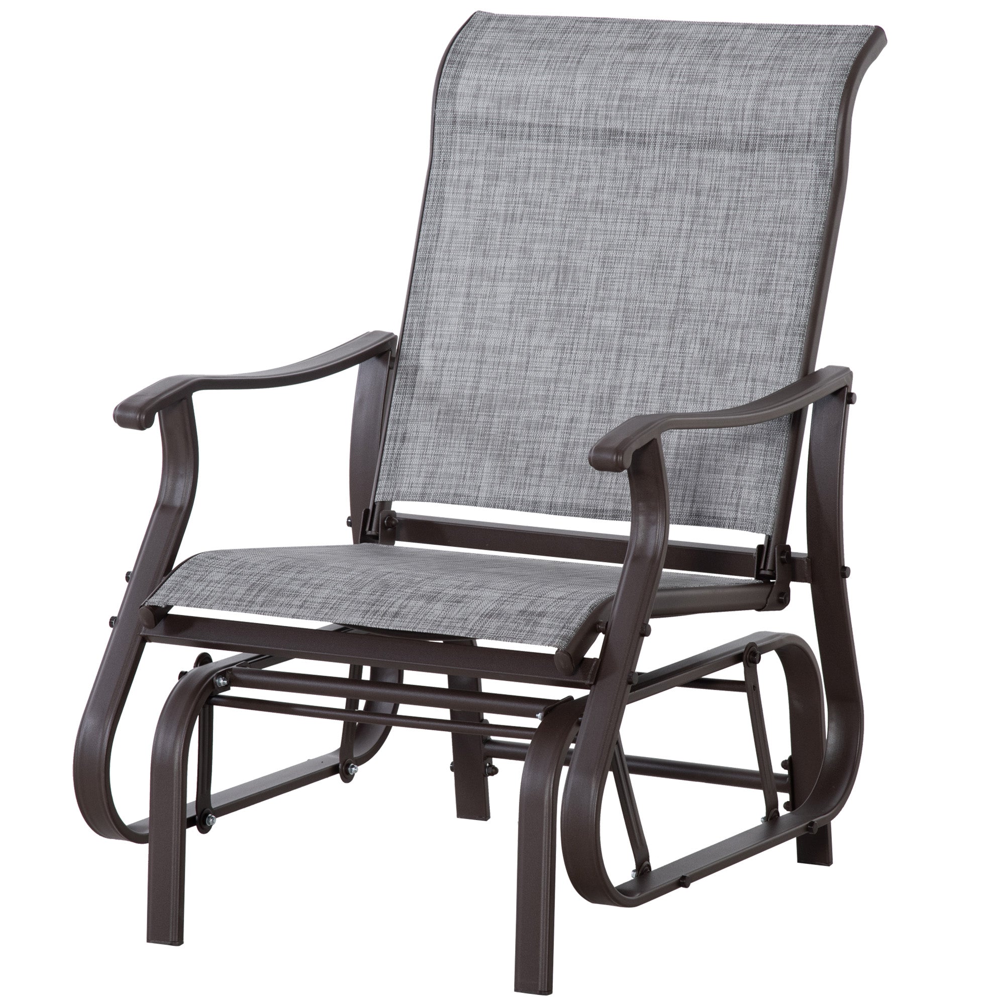 Outdoor Glider Chair, Gliders for Outside Patio with Steel Frame and Mesh Fabric for Backyard, Garden, and Porch, Gray