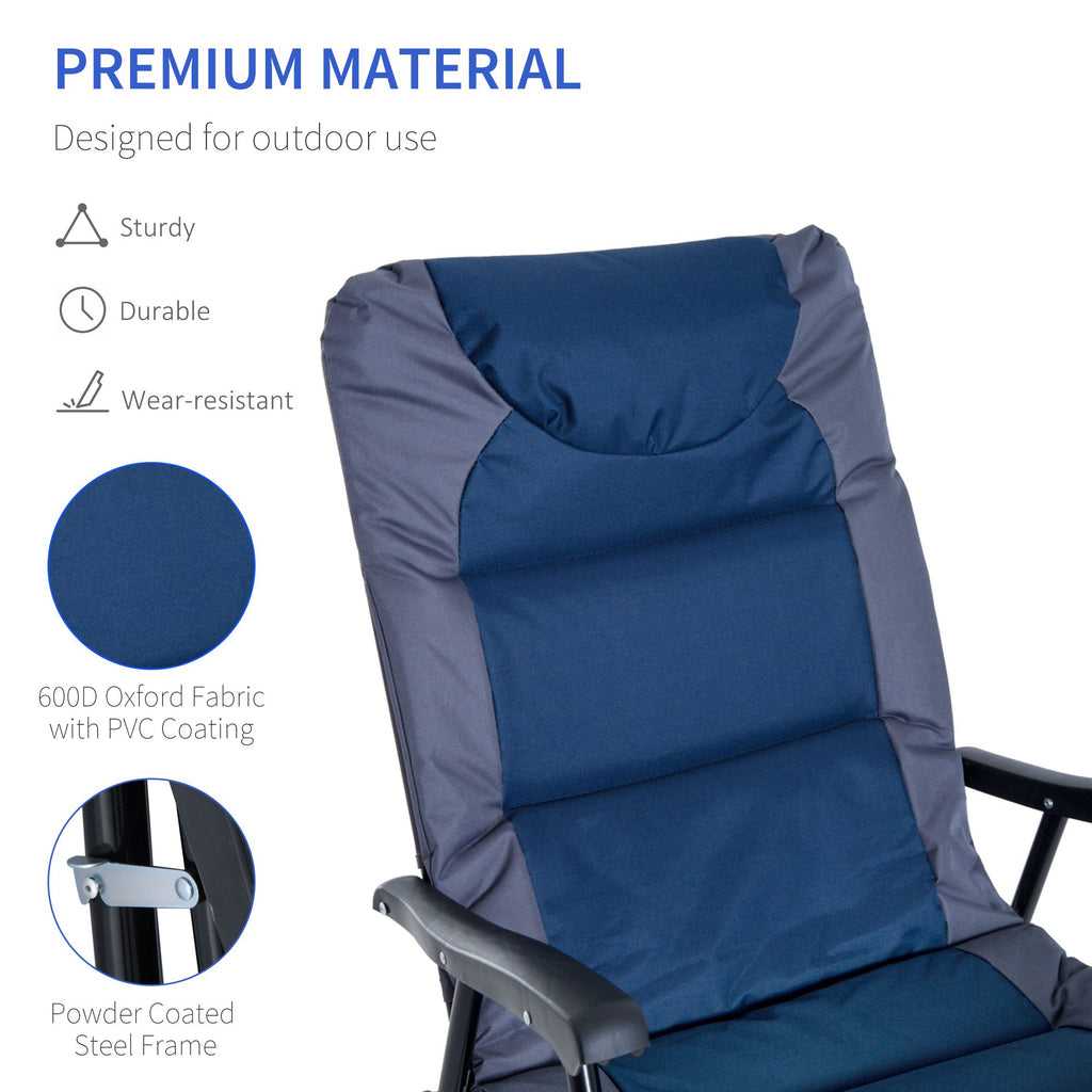 2 Piece Outdoor Patio Furniture Set with 2 Folding Padded Rocking Chairs, Bistro Style for Porch, Camping, Balcony, Navy Blue