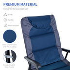 2 Piece Outdoor Patio Furniture Set with 2 Folding Padded Rocking Chairs, Bistro Style for Porch, Camping, Balcony, Navy Blue