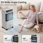 3-In-1 Ice Cooling Fan, Mobile Evaporative Air Cooler with Remote, Timer, Oscillating for Home Office, Bedroom, Gray