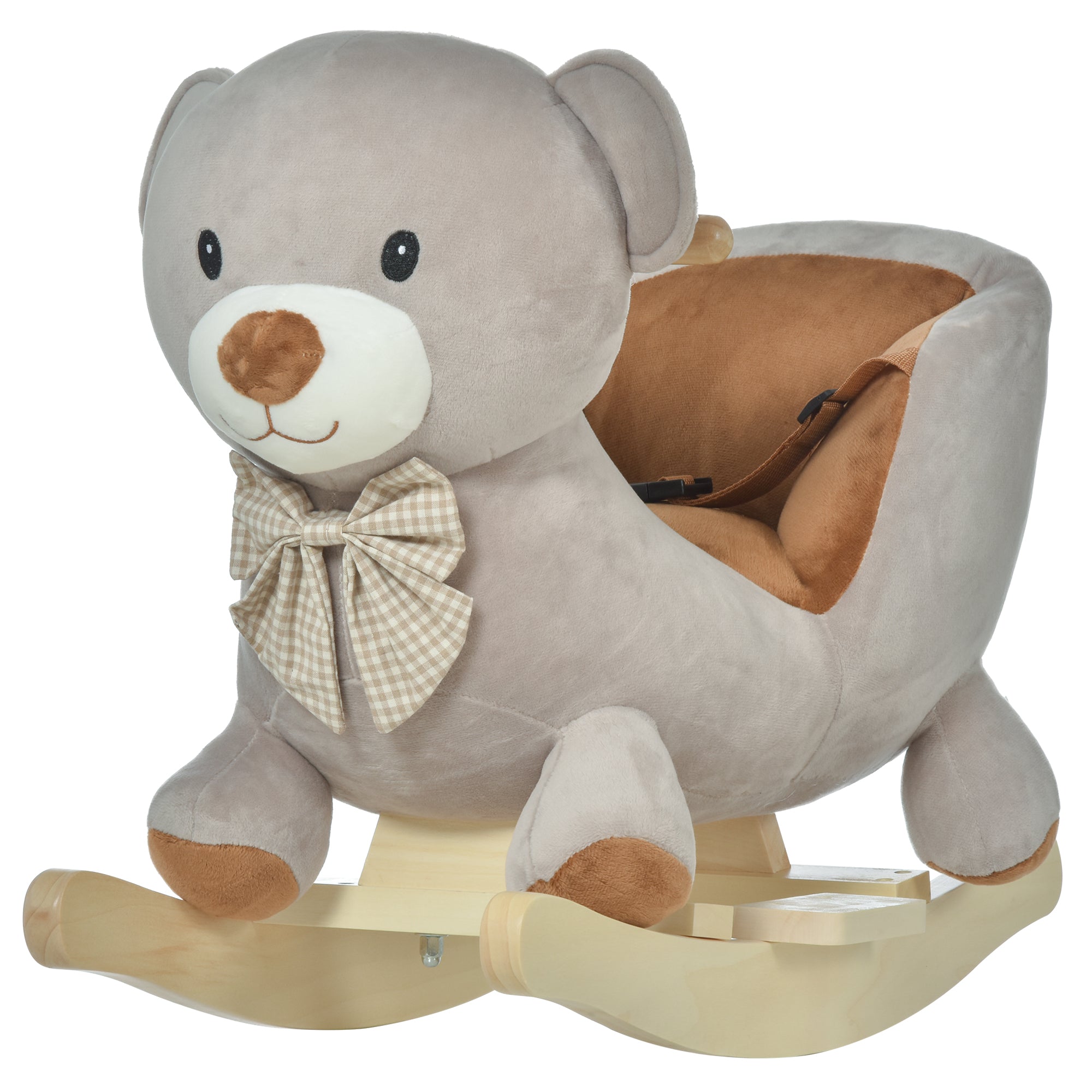 Bear-Shaped Kids Rocking Horse with Sound for 18-36 Months, Gray