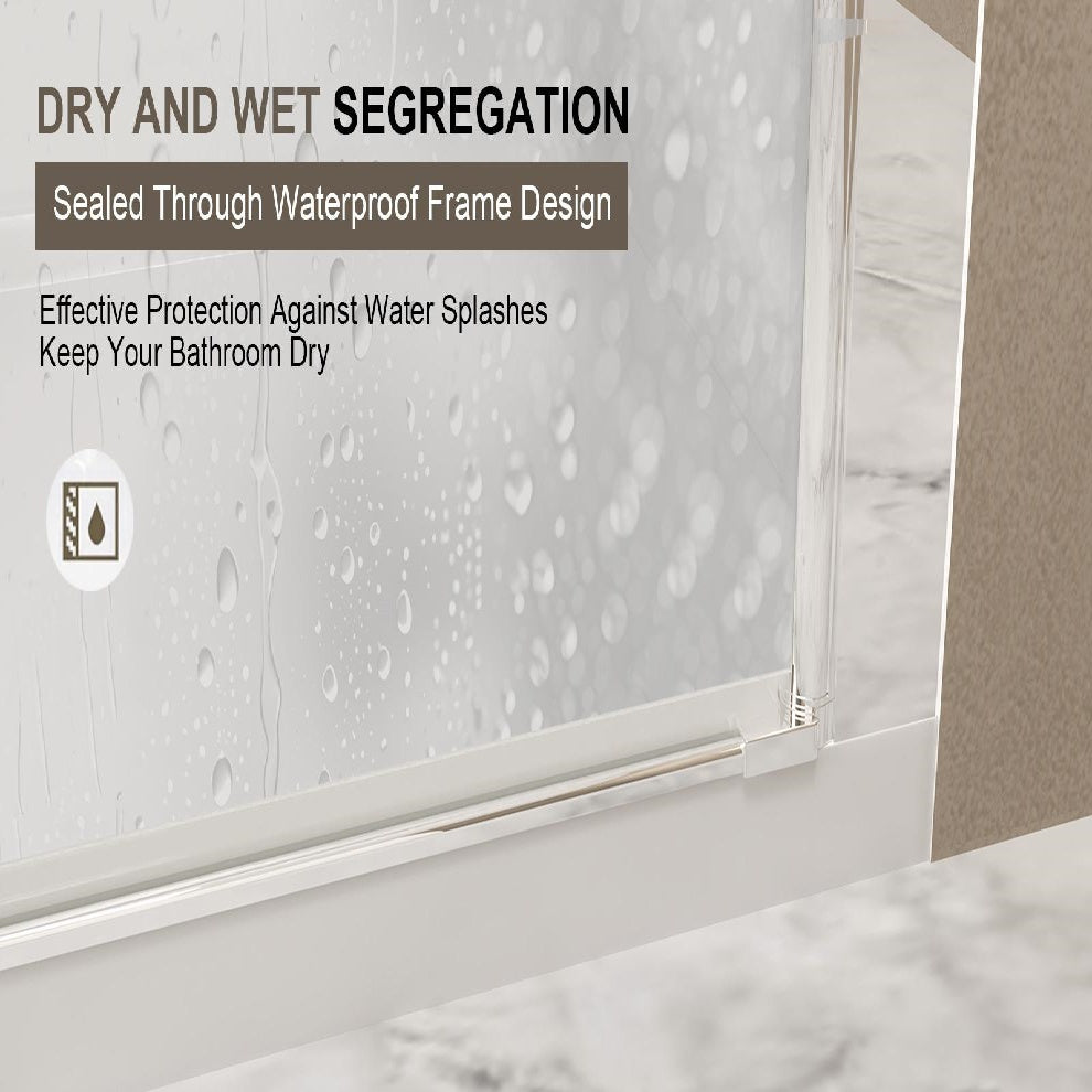 36” Pivot Shower Door with Explosion-Proof Film and Tempered Glass, Bathroom Door with Stainless Steel Handle, 36" L x 0.5" W x 72" H, Chrome