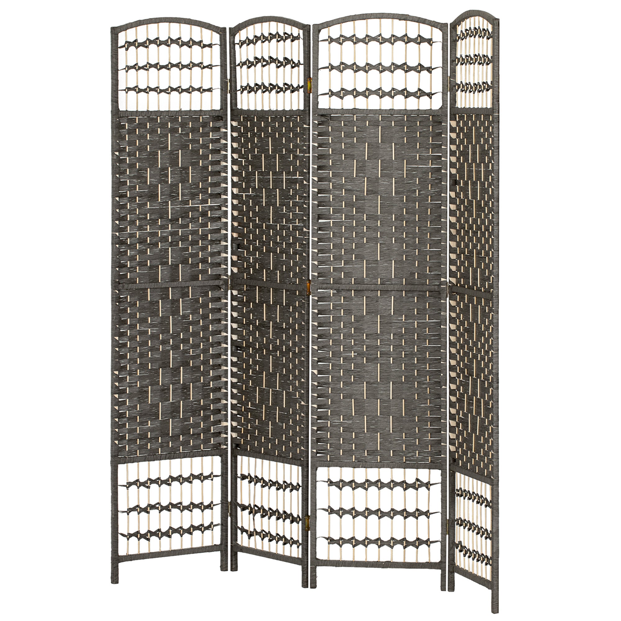 4 Panel Room Divider, Folding Screen, 5.6', Dark Gray