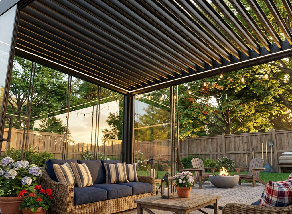 POWER+ PRO Gen 2 Motorized Pergola – 13' x 26' White, 6063-T5 Aluminum, Motorized Louvers, LED Lighting, IP68 Outlets
