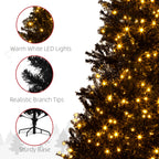 7.5 FT Tall PreLit Artificial Christmas Tree with Realistic Branches, 500 Warm White LED Lights and 1346 Tips, Black