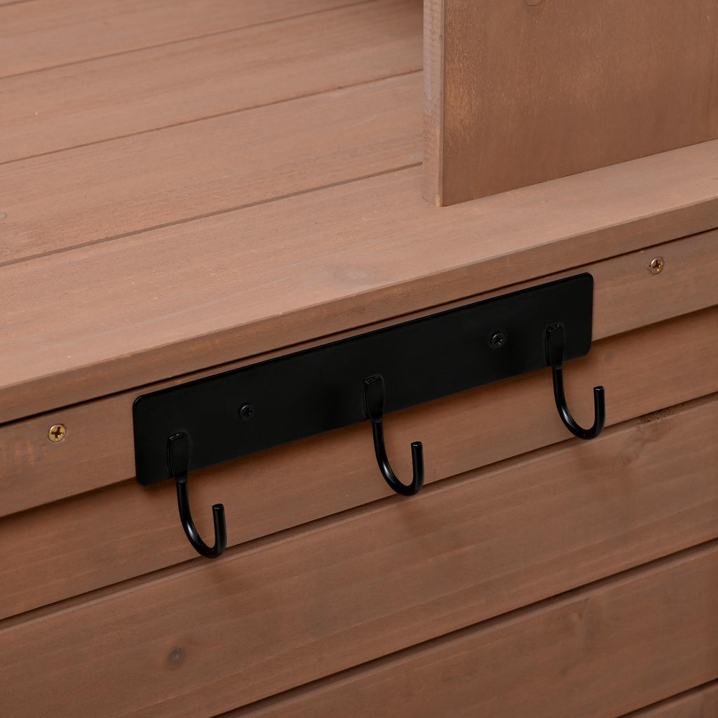 Tall Garden Potting Bench with Hutch & 6 Drawer, Wood Storage Workstation with 3 Shelf & 2 Cabinet, 50'' L x 20.5'' W x 65.5'' H, Brown