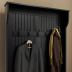 3-In-1 Entryway Bench with Coat Rack, Hall Tree with Bench and Shoe Storage, 5 Hooks for Hallway Black
