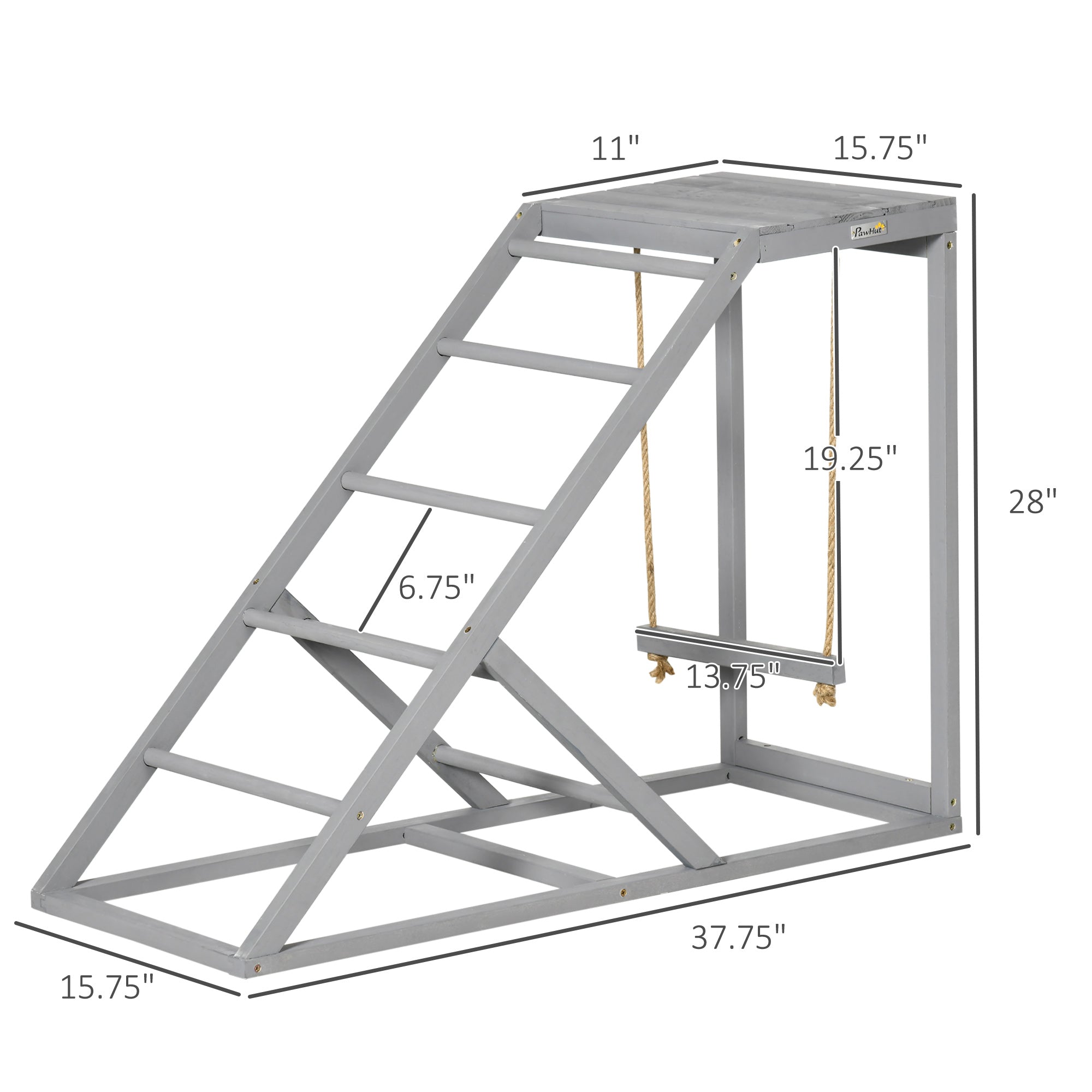 Chicken Activity Play for Healthy & Happy Animals, Swing Set with Chicken Perches & Hen Ladder, Chicken Coop Toy, Gray