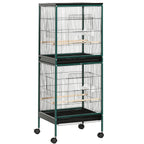 Large Bird Cage with 1.7 ft. Width for Wingspan, Bird Aviary Indoor with Multi-Door Design, Fit for a Canary, Finch, Conure, 55", Green