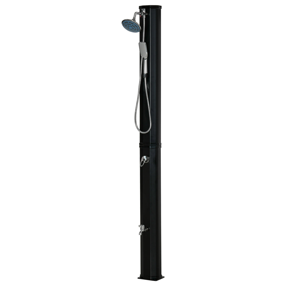 7' Outdoor Solar Heated Shower with 360 Rotating Rainfall & Handheld Shower Head, Foot Shower Faucet, Temperature and Pressure Adjustable, Holds 9.2 Gallons for Backyard Pool