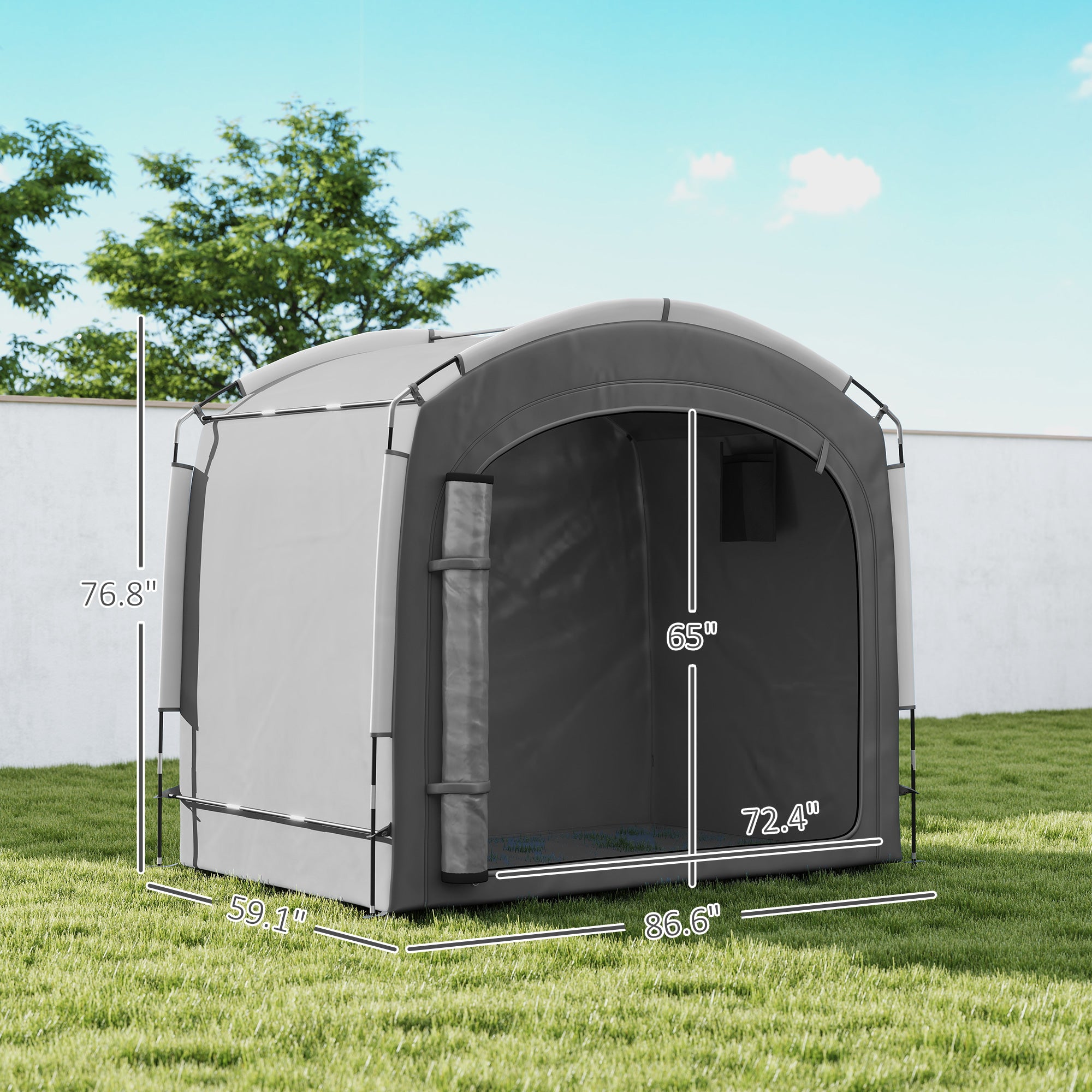 Bike Storage Shed Tent, Portable and Waterproof with 210D Oxford Fabric and Carry Bag for 3-4 Bicycles, Dark Gray