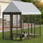 Large Dog Kennel Outdoor with Roof, 3 Doors, Expandable Heavy Duty Dog Kennel Dog Run for All Breed Sizes, 6' x 4' x 6'