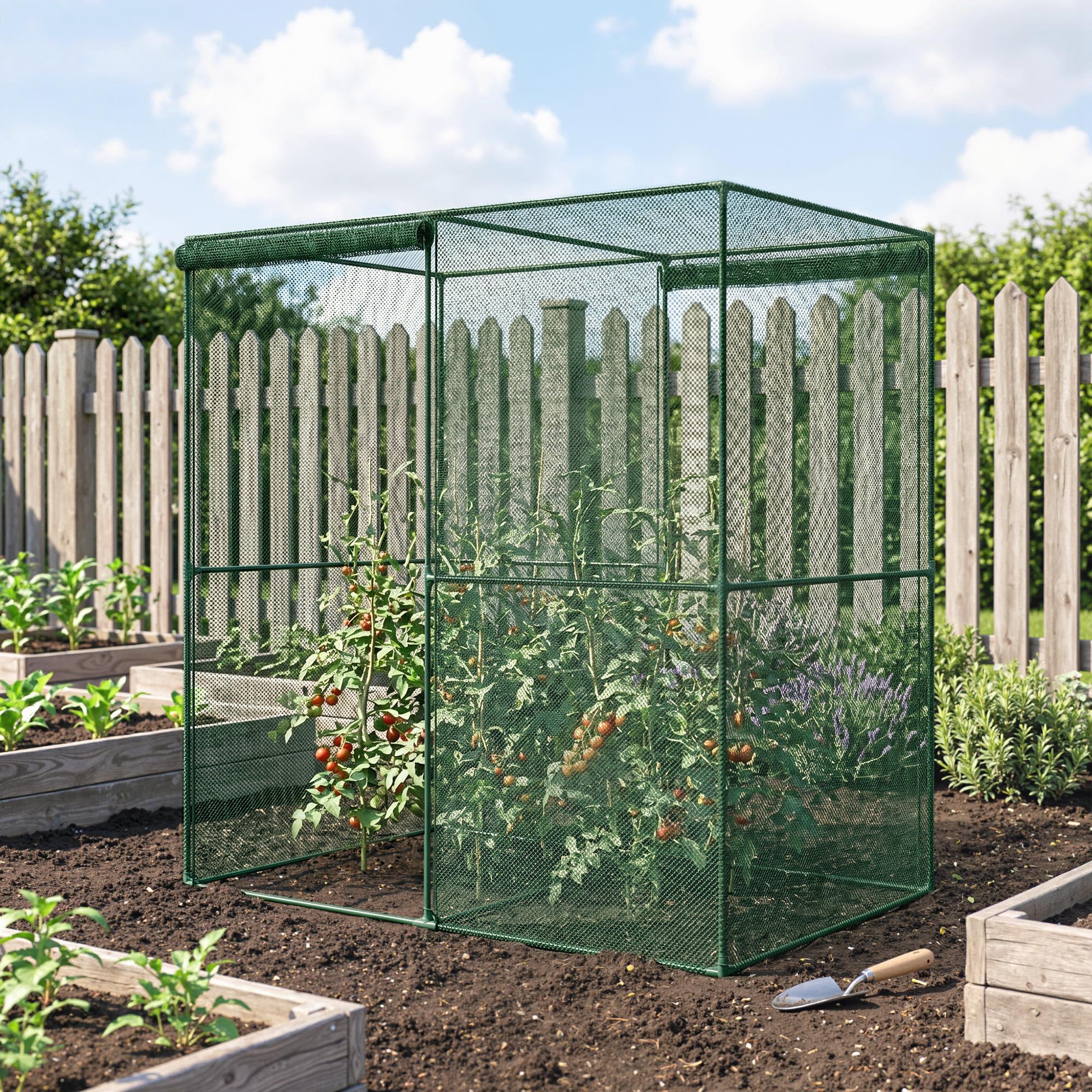 6' x 4' x 6' Crop Cage, Plant Protection Tent with Zippered Doors for Vegetable Garden, Backyard, Green
