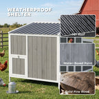 Chicken Coop, Wooden Chicken House for 4-6 Hens, Outdoor Hen House with Nesting Box, Pull-Out Tray and Weatherproof Roof