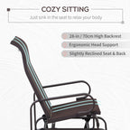 1-Person Outdoor Glider Swing, Single Rocker, Ergonomic Head Support, with Lightweight Metal & Mesh Construction, Supports Up to 352 lbs., for Backyard, Garden, Porch, Brown