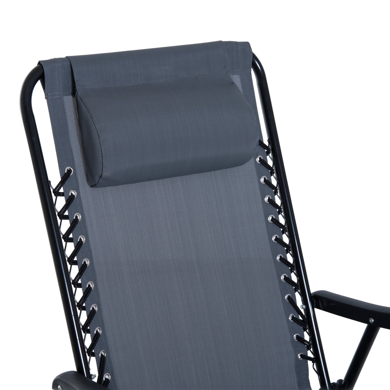 Outdoor Folding Rocking Chair Patio Table Seating Set, 2 Rocking Chairs with Armrests and 1 Side Table with Tempered Glass - Gray