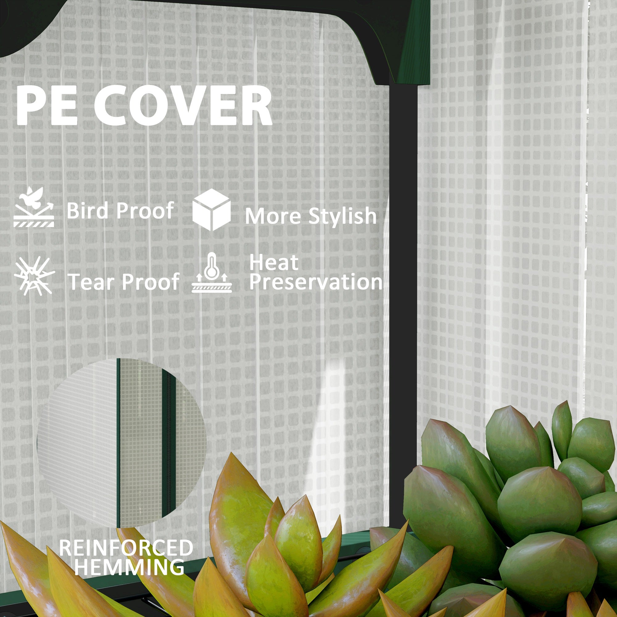 Mini Greenhouse with Screen Roof, 4 Tier Portable Small Greenhouse with High Strength PE Cover, White
