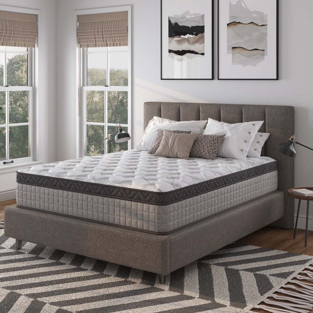 10" Twin Diamond Innerspring Hybrid Mattress with Cooling Gel Memory Foam, Pressure Relief, Motion Isolation, 75" L x 38" W x 10" H, Gray