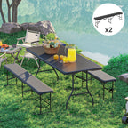 2 Pack 6 ft Portable Foldable Bench Seats, Plastic Folding Benches with Carrying Handle for Camping, Black