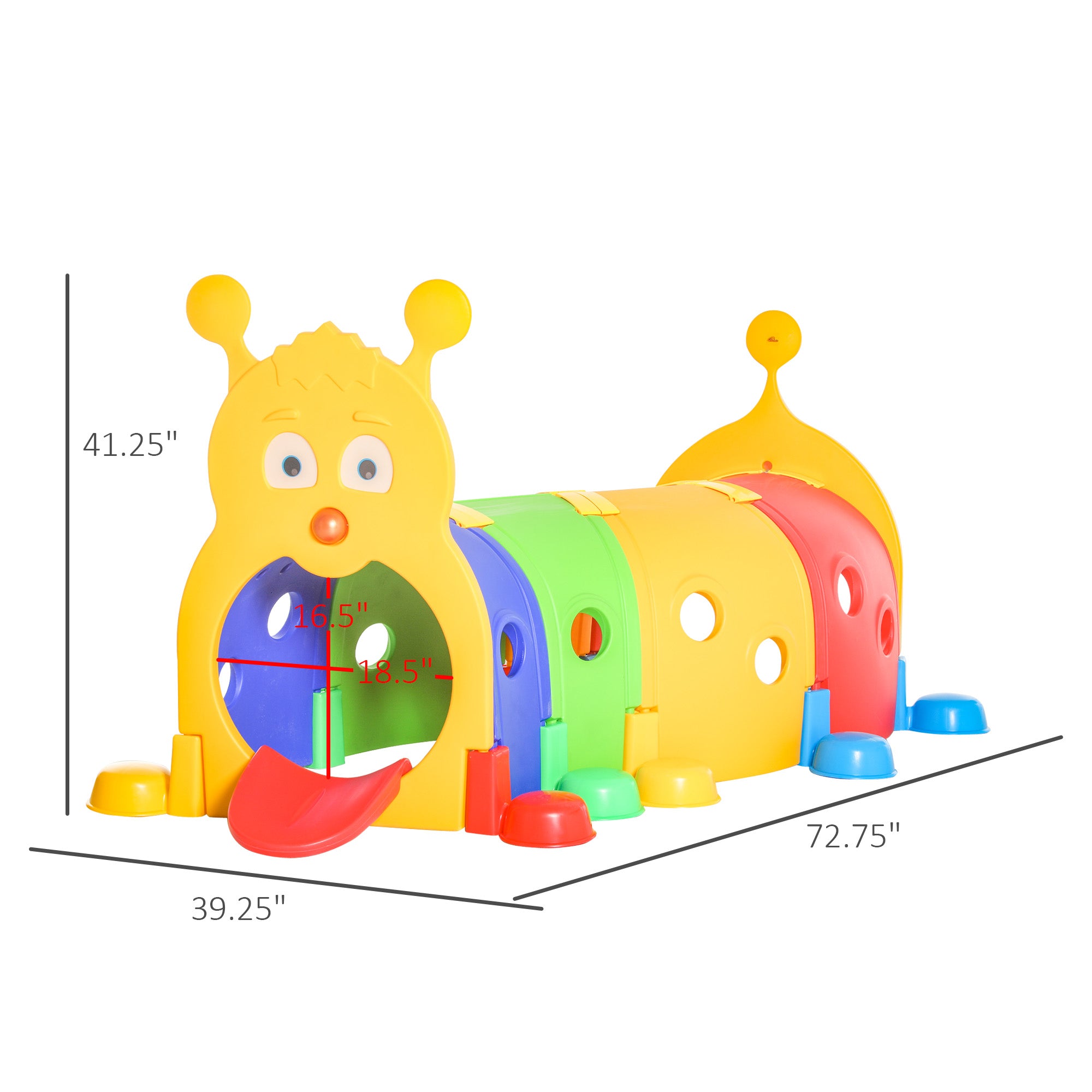 Caterpillar Play Tunnel, Toddler Tunnel for Kids Crawl and Climb Through, Kids' Play Structure Indoor Outdoor, 4 Sections, Multicolored
