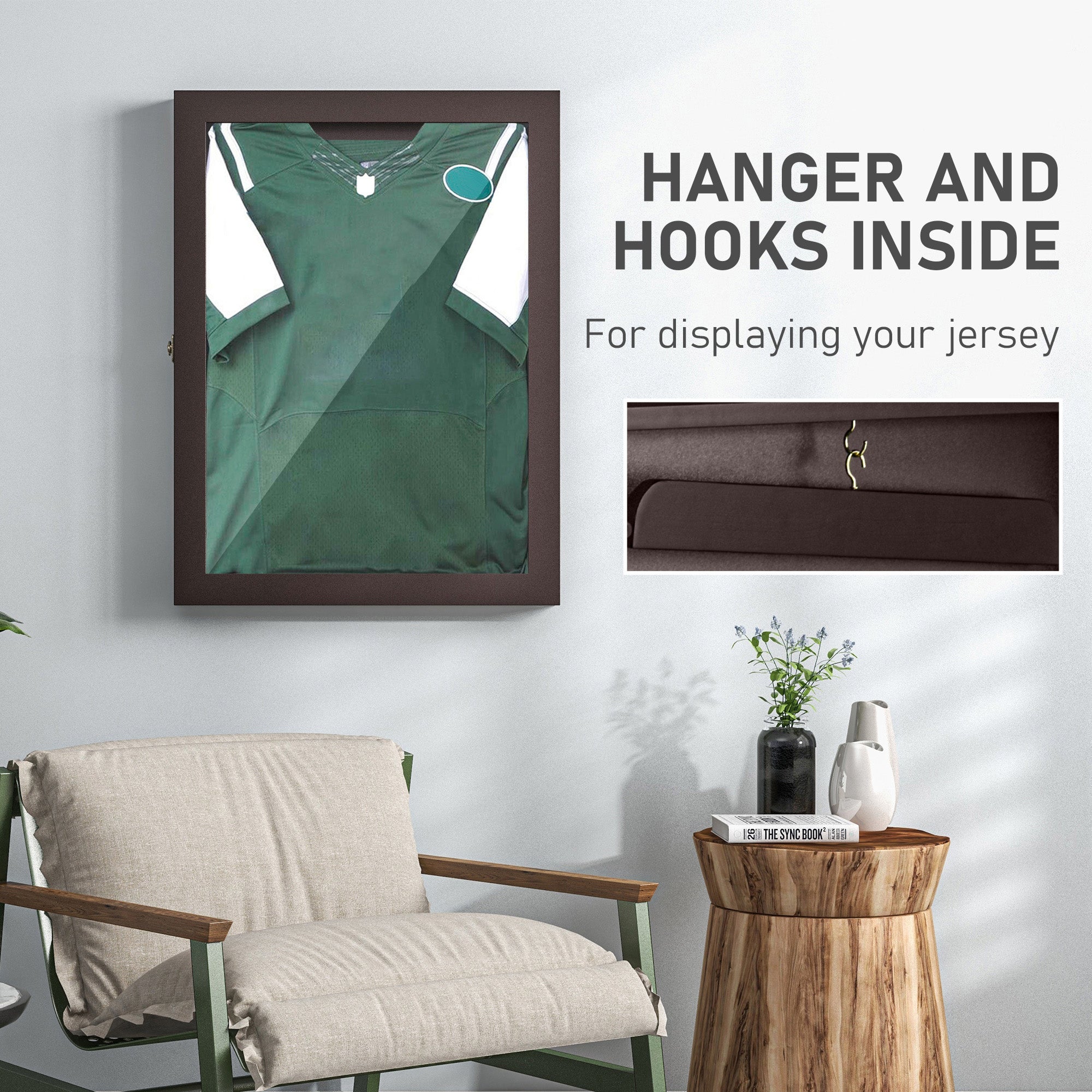 23.5" x 31.5" UV-Resistant Sports Jersey Frame Display Case, Brown