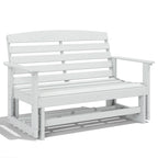 Patio Glider Bench w/ HDPE Slatted Double Rocking Chair, Distressed White