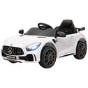 AMG GTR Licensed 12V Battery Powered Kids Electric Car w/ Remote Control & Soft Start, White