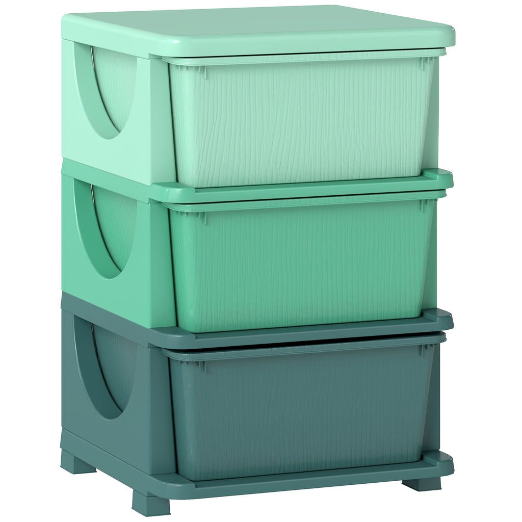 3 Tier Kids Storage Unit, Toy Organizers and Storage with 3 Drawer for Bedroom Nursery Living Room for Boys Girls Green