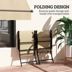 Set of 2 Outdoor Dining Chairs with High Back, Armrests, Folding Patio Chairs for Patio, Lawn, Camping, Beige