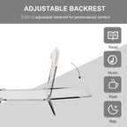Folding Chaise Lounge Chair, Pool Sun Tanning Chair, Outdoor Lounge Chair with Reclining Back, Breathable Mesh Seat, Headrest for Beach, Yard, Patio, Cream White