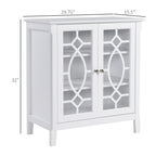 Sideboard Display Cabinet with Double Framed Glass Doors, 2 Adjustable Shelves, and Elevated Base, White