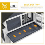 Outdoor Rabbit House 83" 2 Story Deluxe XL Wooden Rabbit Hutch, Big Bunny Cage w/ Ladder and Run, Dark Gray
