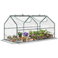 4' x 2' x 2' Portable Mini Greenhouse, Small Green House with PVC Cover, Roll-up Zippered Windows for Indoor, Outdoor Garden, Clear