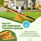 Wooden Dog Agility Seesaw for Balance Training and Exercise, Platform Equipment Run Game Toy, Weather Resistant Pet Supplies, for Outdoor Backyard, 71" L x 12" W x 12" H, Natural