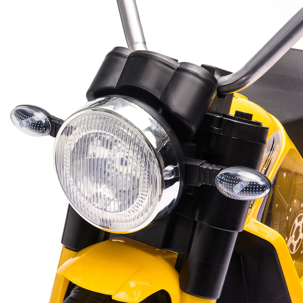 Electric Motorcycle for Kids, 6V Battery Powered Ride-On Dirt Bike 3-Wheels Motorbike with Horn Headlights Realistic Sounds Speed for 18 - 36 Months Yellow