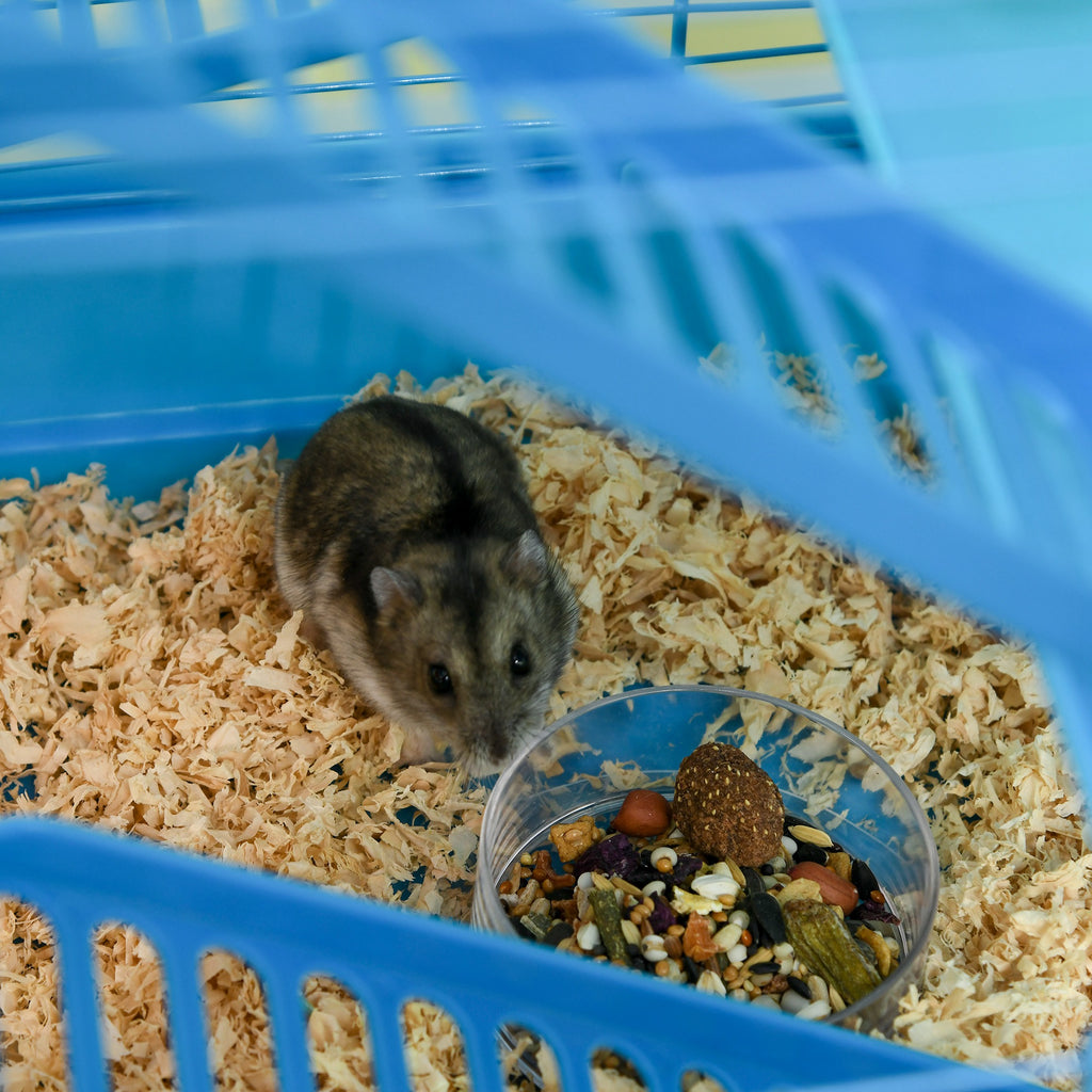 18.5" 5 Tier Hamster Cage with Tubes and Tunnels, Small Animal Cage, Rat Gerbil Cage with Water Bottle, Food Dish, Exercise Wheel, Blue