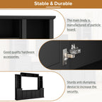 Minimalist Storage TV Stand for TVs Up to 75" with Adjustable Shelves, Entertainment Wall Unit Set for Living Room, 103" L x 15" W x 77" H, Black