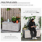 75 Gallon Wooden Deck Box, Outdoor Storage Container with Aerating Gap & Weather-Fighting Finish, Grey