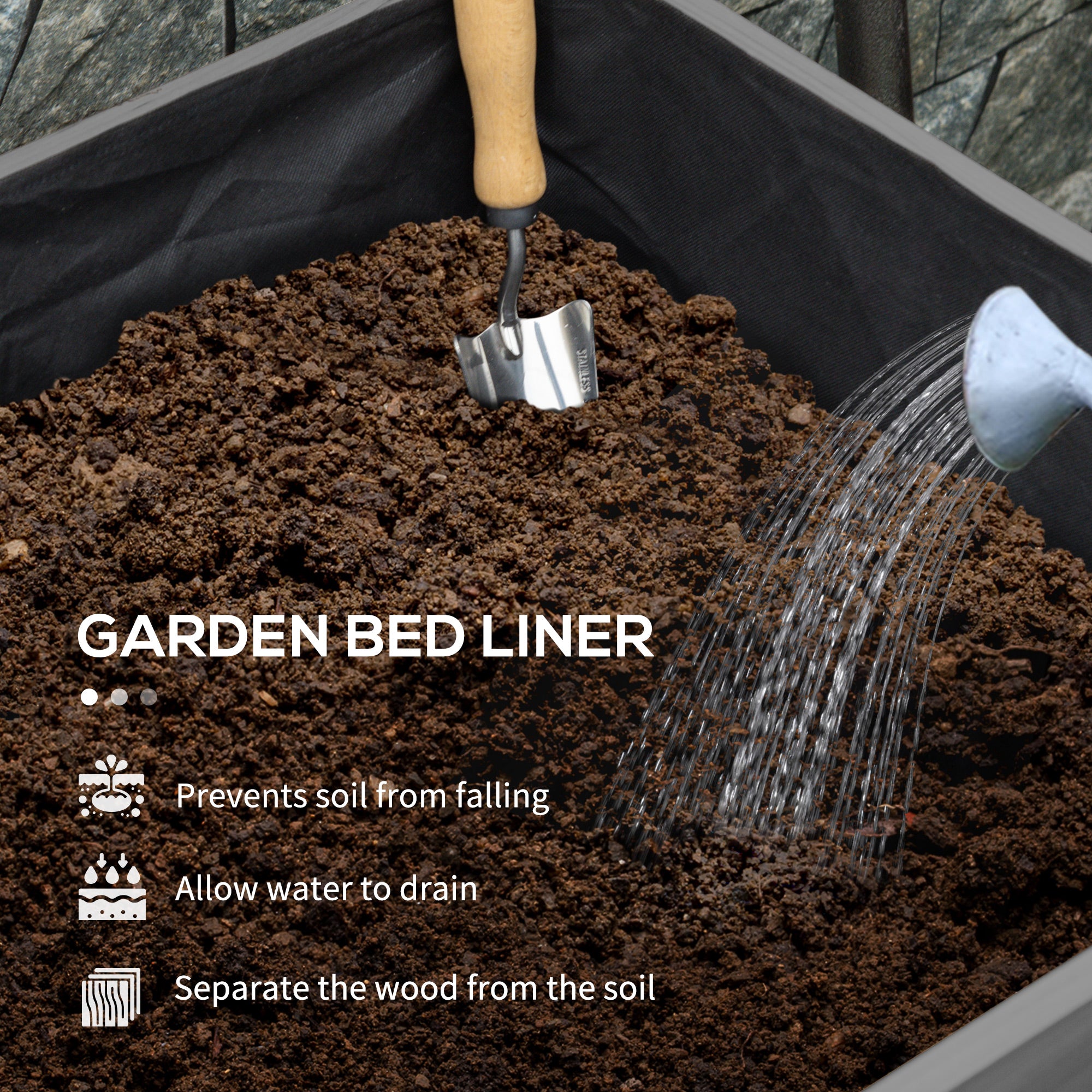 Wooden Raised Garden Bed, Large Elevated Planter Box with Legs, Bed Liner and Drain Holes, 7.4' x 1.8' x 2.6', Gray