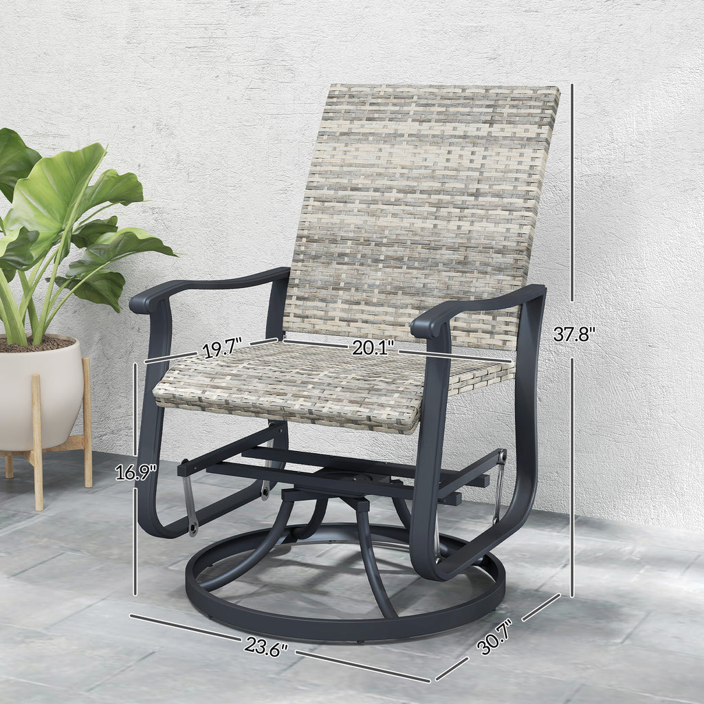 Wicker Rattan Swivel Patio Glider Chair Set of 2, Outdoor Glider Chair with Steel Frame, High Back, Armrests, Yellow