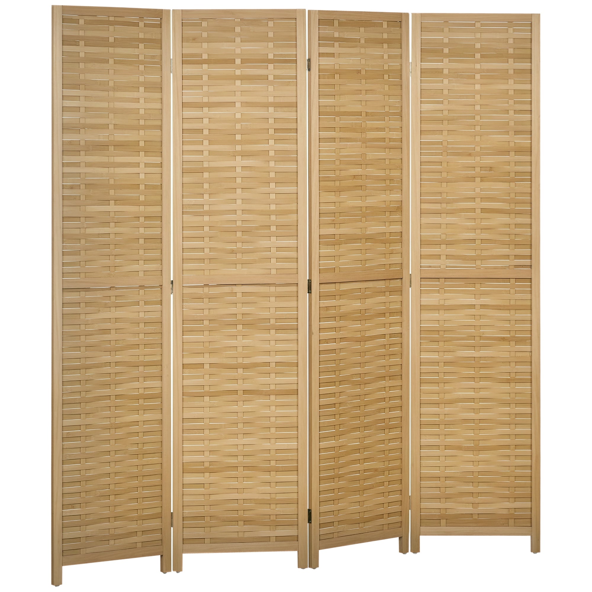 Hand Woven Room Divider, 4 Panel Bamboo Folding Privacy Screen for Home Office, 47.25"x67"x0.75", Natural
