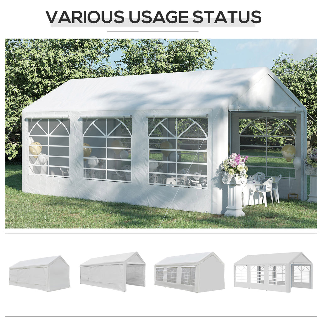 10' x 20' Heavy Duty Party Tent & Carport with Removable Sidewalls and Double Doors, Large Canopy Tent, Sun Shade Shelter, for Parties, Wedding, Outdoor Events, BBQ, White