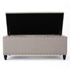 Fabric Storage Ottoman Bench with Solid Wood Construction, Versatile Seating and Storage, 42" L x 18.25" W x 18.25" H, Wheat