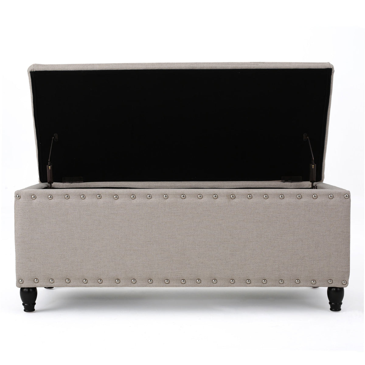 Fabric Storage Ottoman Bench with Solid Wood Construction, Versatile Seating and Storage, 42" L x 18.25" W x 18.25" H, Wheat