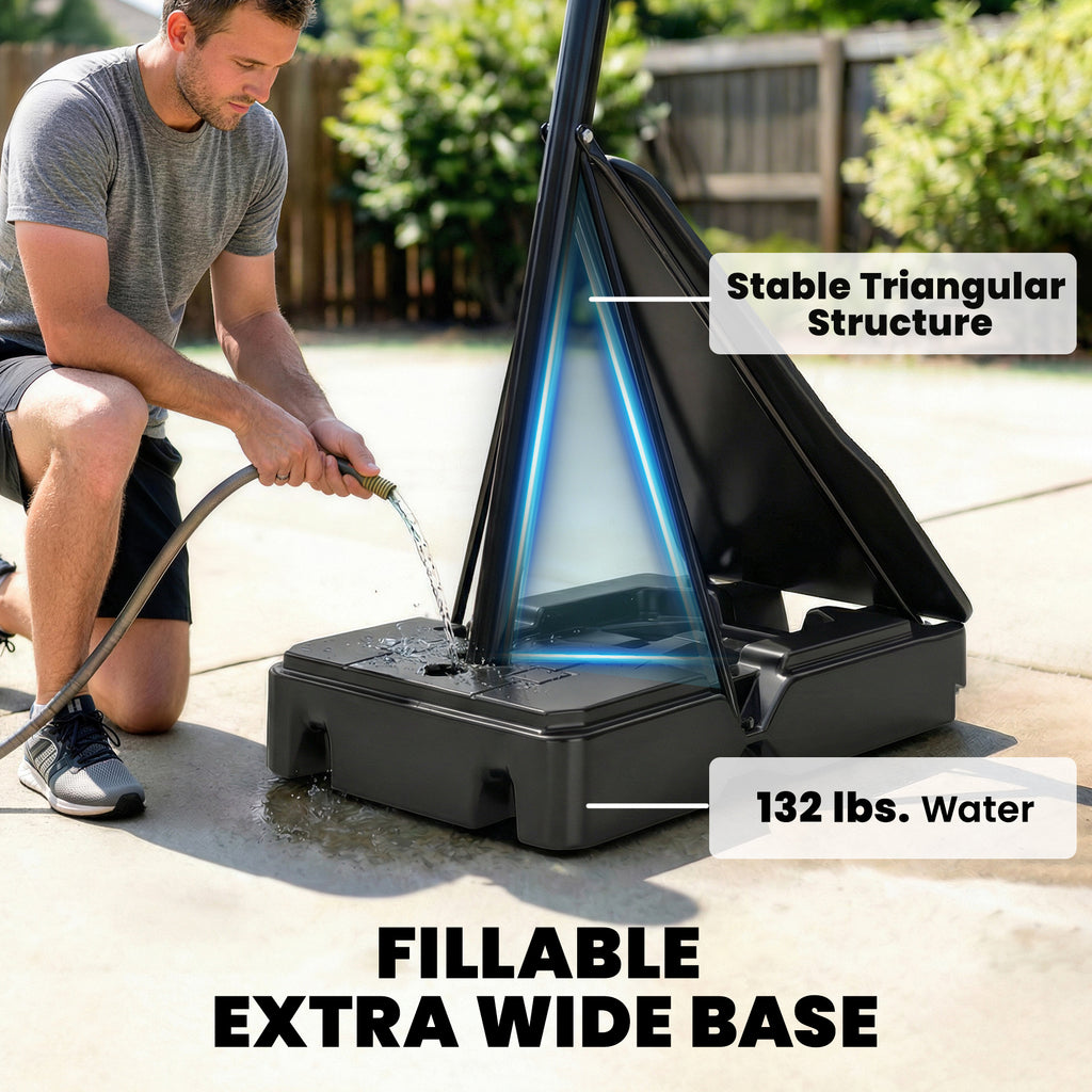 Portable Basketball Hoop Outdoor, 8-10ft Adjustable Basketball Goal, 47 Inch Shatterproof Backboard, Action Grip