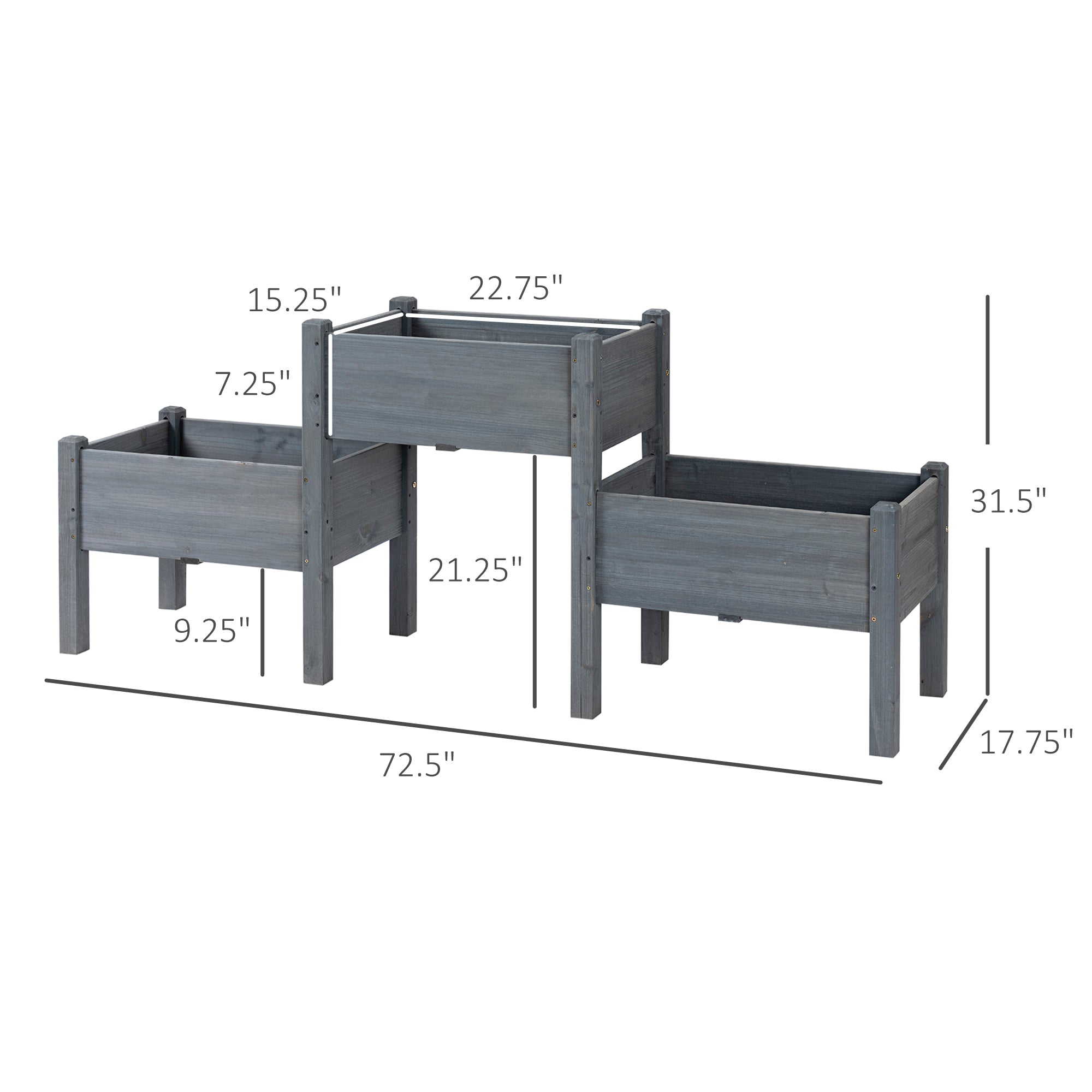 3 Tier Raised Garden Bed Freestanding Planter Box for Vegetables, Herb, Flowers