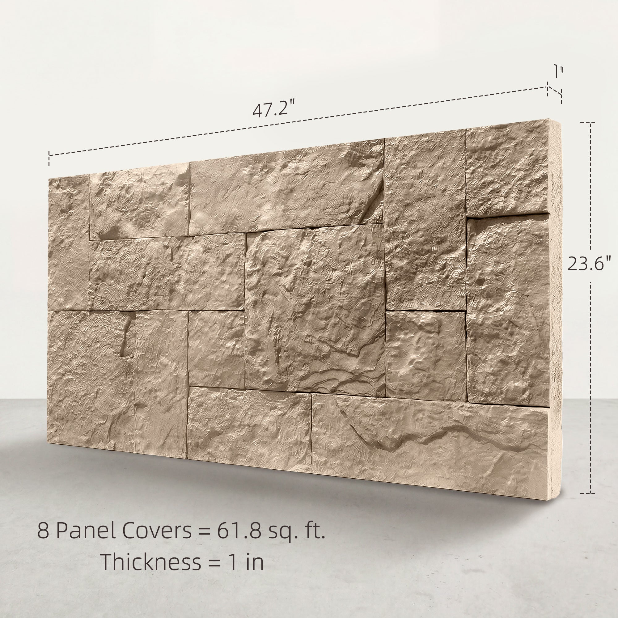 8-Pack 3D Faux Stone Wall Panels, Lightweight Polyurethane Panels for Interior and Exterior Accent Walls, Beige