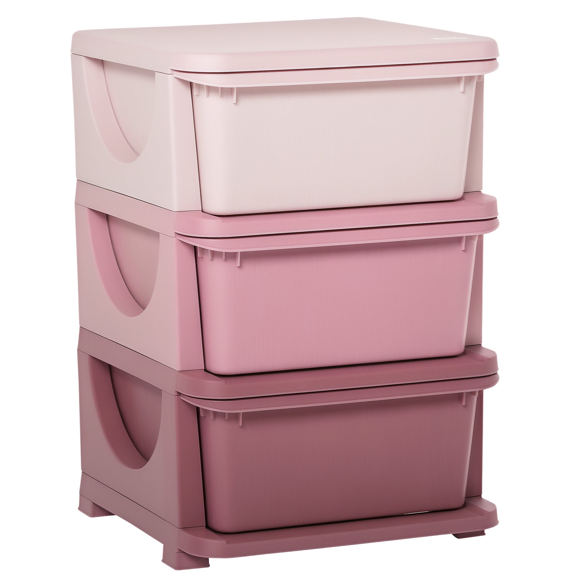 3 Drawers Kids Storage Unit, 3 Tier Stackable Toy Organizers and Storage Chest for Bedroom, Nursery, Playroom, Living Room, Boys, Girls, Toddlers, Pink