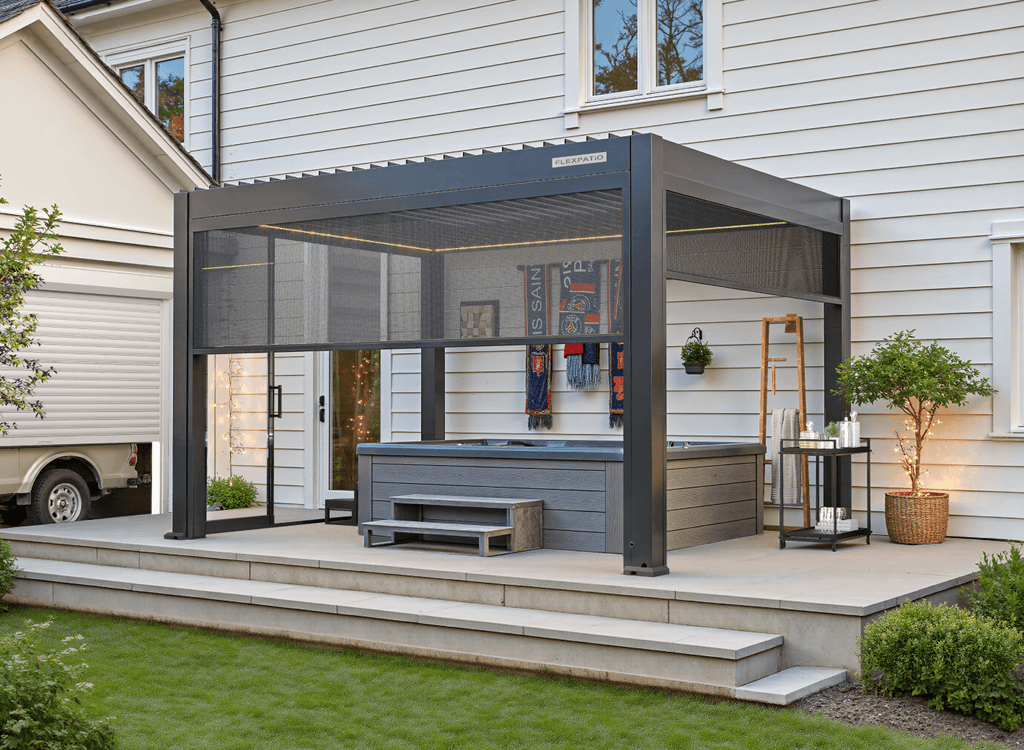 POWER+ PRO Gen 2 Motorized Pergola 13' x 40' (8-Post) Gray 6063-T5 Aluminum, Motorized Louvers, LED & IP68 Outlets with Enhanced Drainage and Modular Expansion